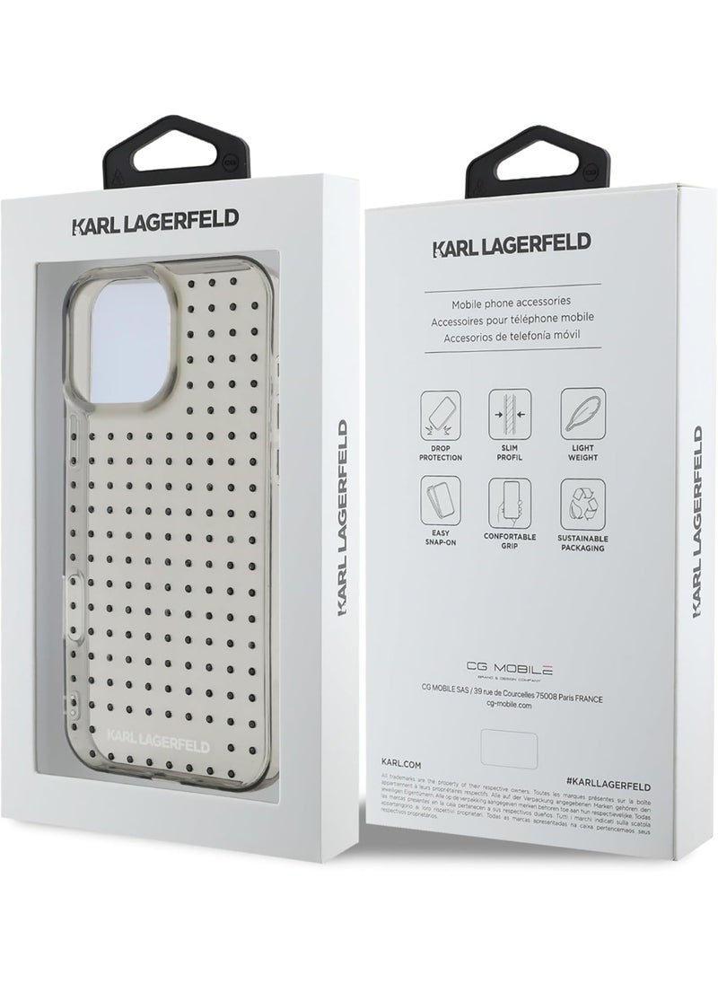 Karl Lagerfeld - CG MOBILE Compatible with iPhone 16 Pro Max Karl Lagerfeld IML Transparent Hard Case with Allover Studs, Accurate Cutouts, Damage and Scratch Protection, Easy Snap-on - Black - Image 1