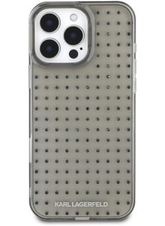 Karl Lagerfeld CG MOBILE Compatible with iPhone 16 Pro Max Karl Lagerfeld IML Transparent Hard Case with Allover Studs, Accurate Cutouts, Damage and Scratch Protection, Easy Snap-on - Black  - Image 1