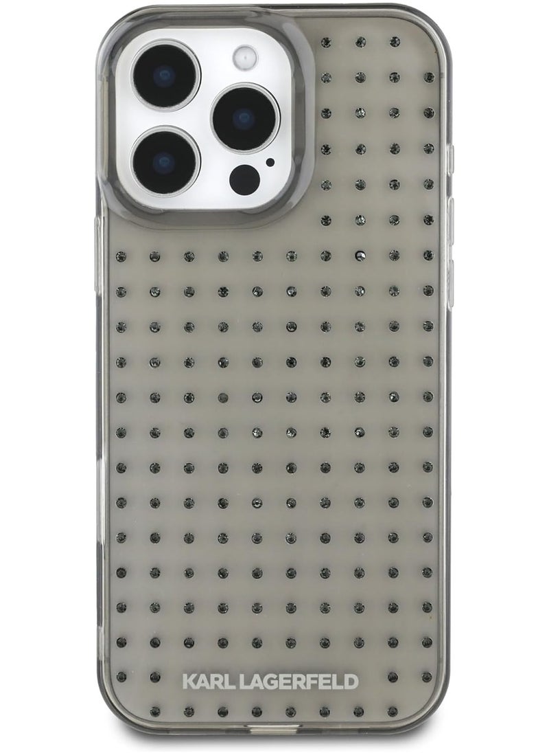 Karl Lagerfeld - CG MOBILE Compatible with iPhone 16 Pro Max Karl Lagerfeld IML Transparent Hard Case with Allover Studs, Accurate Cutouts, Damage and Scratch Protection, Easy Snap-on - Black - Image 1