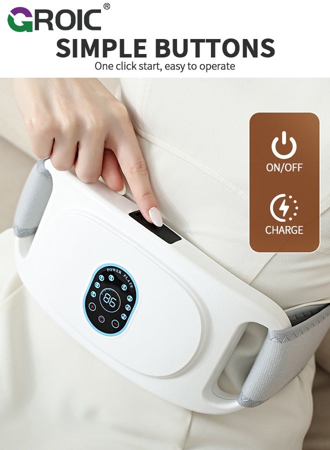 GROIC Slimming Belt, Abdominal Massager Portable Weight Loss Machine with 3 Massage Modes,Waist Vibration Massager for Period Cramps, Electric Waist Belt Device,Slimming Vibration Trainer(White) - Image 4