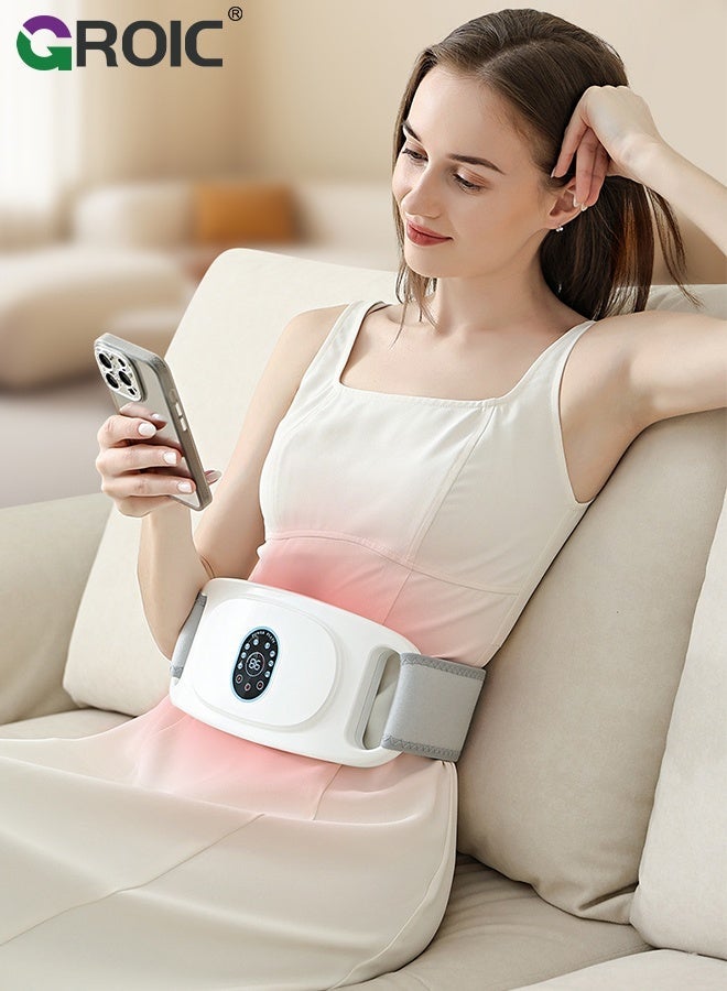 GROIC Slimming Belt, Abdominal Massager Portable Weight Loss Machine with 3 Massage Modes,Waist Vibration Massager for Period Cramps, Electric Waist Belt Device,Slimming Vibration Trainer(White) - Image 1