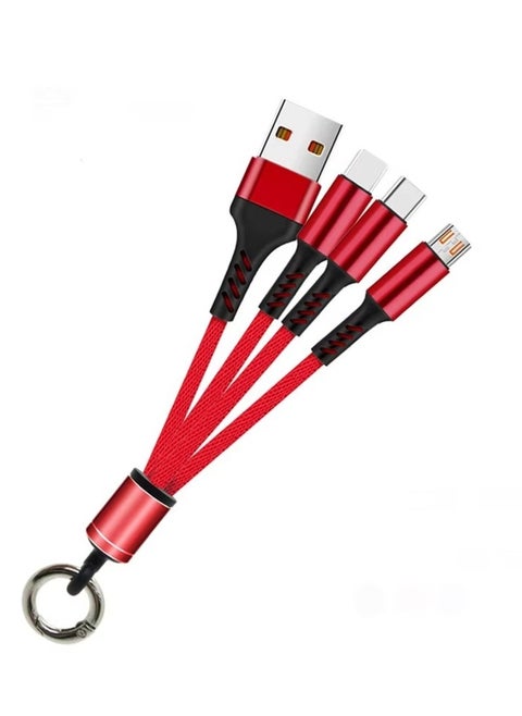 Keychain 3 in 1 Fast Charging Cable For Micro + Lightning + Type-C