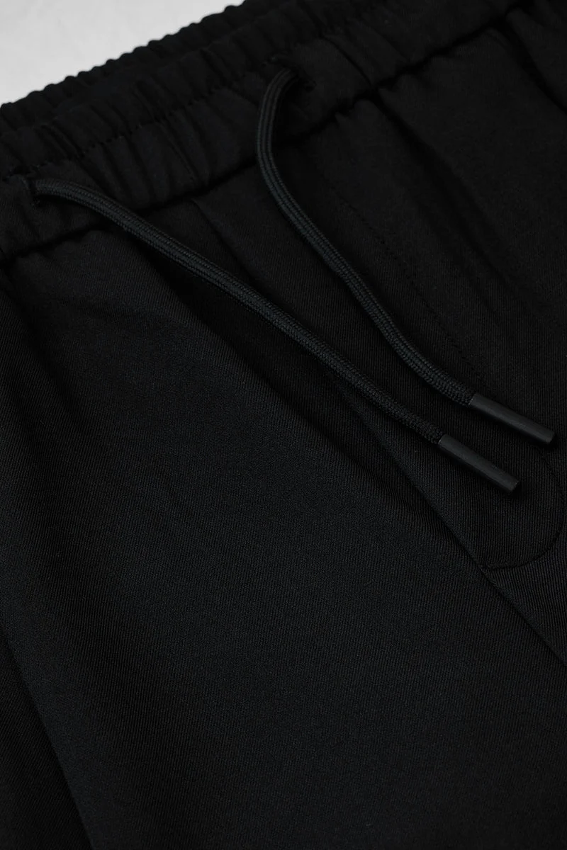 Snitch Black Relaxed Fit Stretch DrawstringTrousers for Men | Best Price UAE