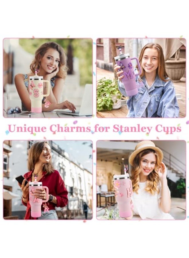 jaexest 15PCS Cup Accessories Set for Stanley Cup 30oz 40oz Tumbler with Handle, Including Silicone Straw Cover and Boot, Spill Proof Stopper, Stanley Charms, Handle Charm, Initials Sticker - Image 5
