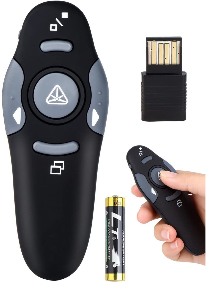 Wireless Presenter Presentation Clicker RF400 2.4GHz,Remote Control Slide Changer Presentation Clicker Red Light Pointer for Office Classroom Presentations(Battery Included) - Image 1