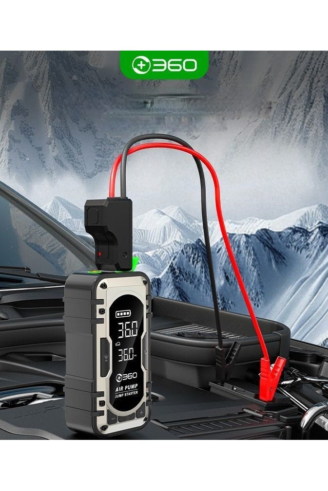360 جهاز تشغيل السيارة في حالات الطوارئ بزاوية 360 درجة مع منفاخ إطارات مدمج - مضخة هواء رقمية ذكية مع كشف ضغط الإطارات ونفخ سريع - Image 3