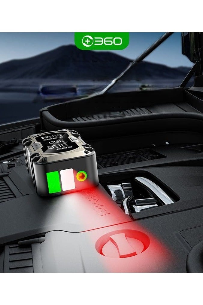 360 جهاز تشغيل السيارة في حالات الطوارئ بزاوية 360 درجة مع منفاخ إطارات مدمج - مضخة هواء رقمية ذكية مع كشف ضغط الإطارات ونفخ سريع - Image 2