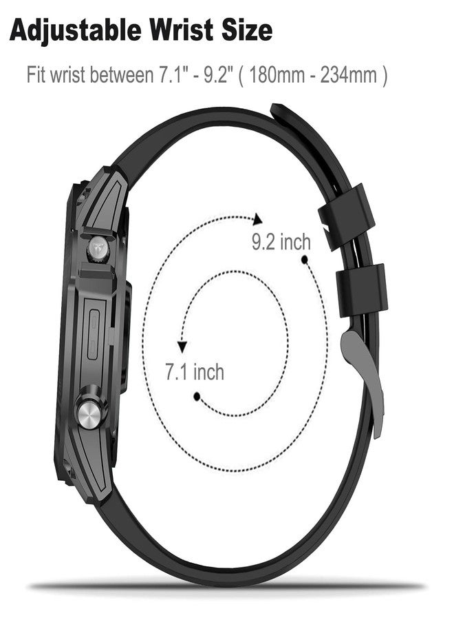 EXMRAT for Garmin Fenix 6x Pro Watch Band, 26mm Quickfit Silicone Sports Bands Strap for Fenix 7X 6X 5X Plus Fenix 3/3 HR Smartwatch (Lake Blue) - Image 5
