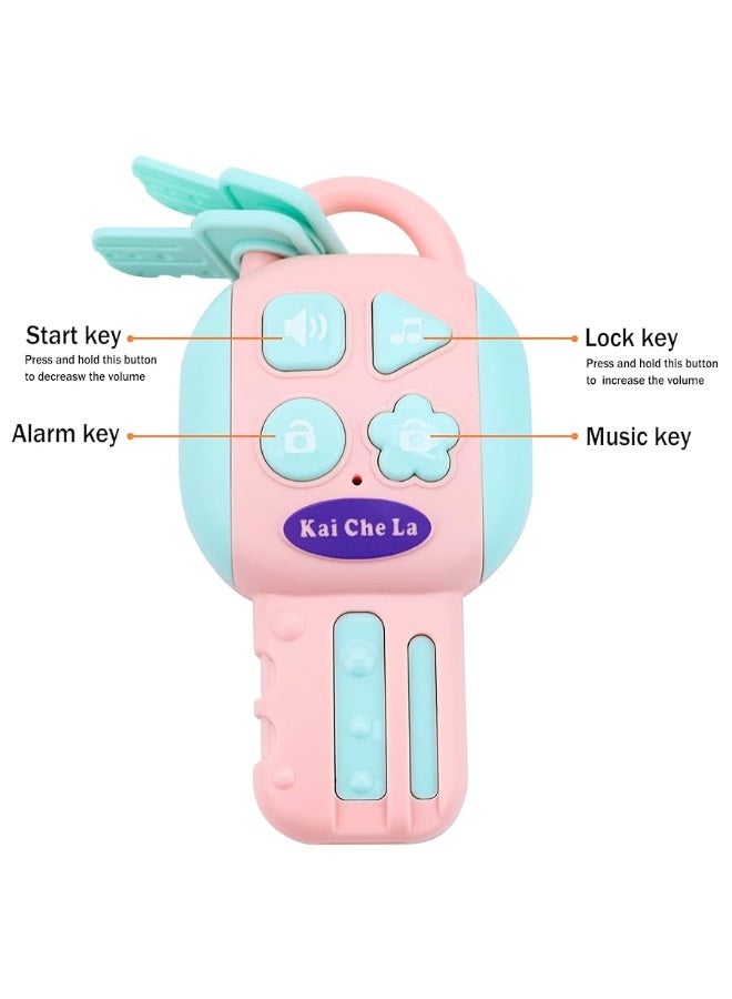 deAO deAO Kids Steering Wheel for Backseat with Car Key Pretend Driving Simulated Driving Steering Wheel Toy with Light and Music Gifts for Kids Pink  - Image 5