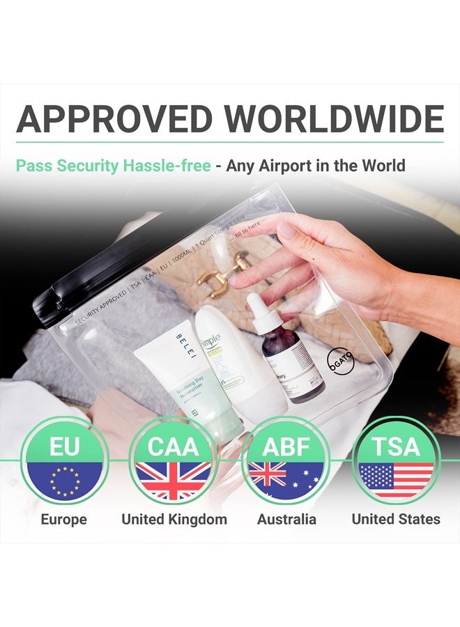 Ogato 3pcs - Clear TSA Approved Toiletry Bag - Our Quart Size Clear Toiletry Bags are Security Approved Worldwide for Liquids & Cosmetics - 100% 3-1-1 Compliant Clear Travel Bags for Toiletries - Image 2