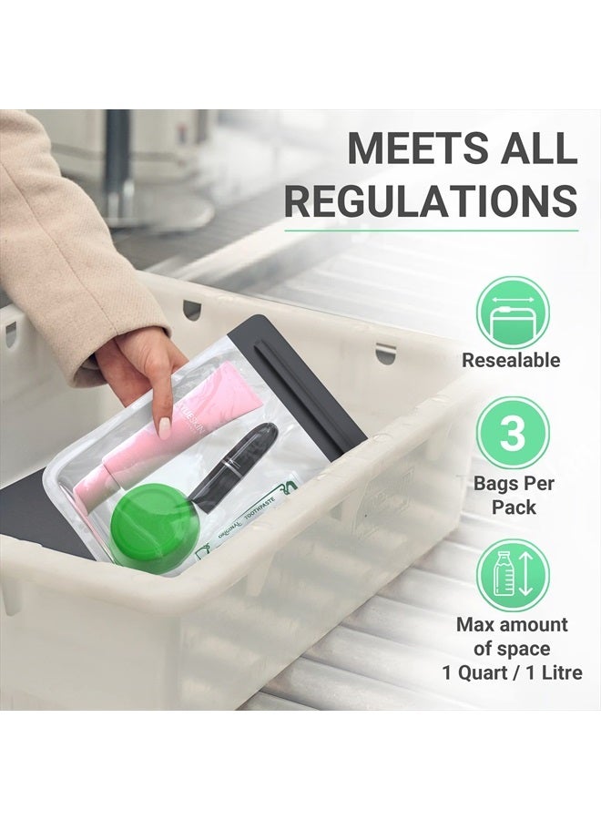 Ogato 3pcs - Clear TSA Approved Toiletry Bag - Our Quart Size Clear Toiletry Bags are Security Approved Worldwide for Liquids & Cosmetics - 100% 3-1-1 Compliant Clear Travel Bags for Toiletries - Image 3