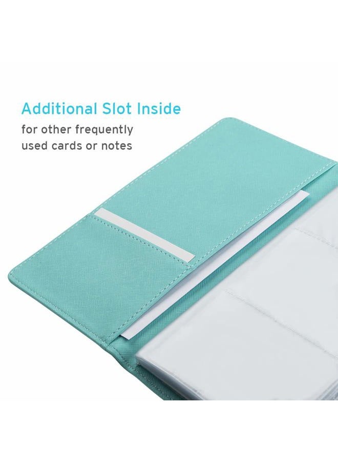Sooez Leather Professional Business Card Book Holder Organizer, 240 Card Capacity PU Name Card Credit Cards Booklet (Mint Green) - Image 5