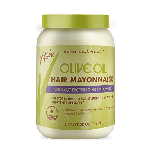 Vitale Olive Oil Hair Mayonnaise 30oz with Oat  Egg Protein and Vitamins  Good on Color  Thermal Treated Hair  for Dry  Damaged Scalp Men Women  Kids Moisturize and Condition