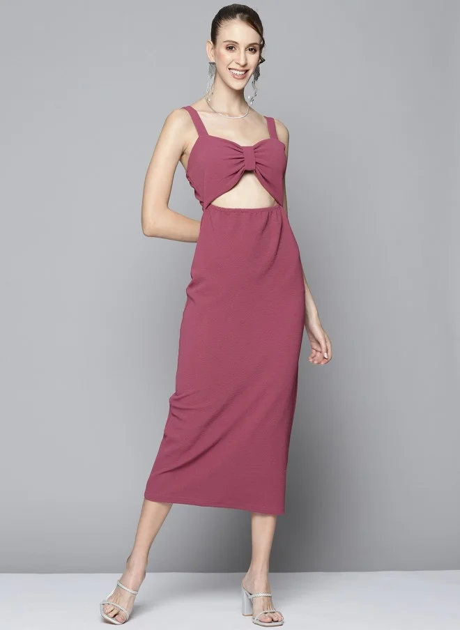SASSAFRAS Mauve Sheath Midi Dress for Women