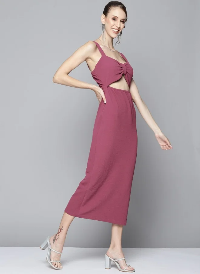 SASSAFRAS Mauve Sheath Midi Dress for Women