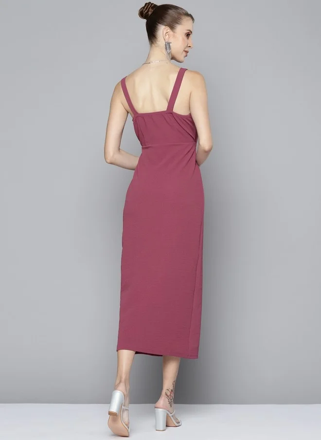 SASSAFRAS Mauve Sheath Midi Dress for Women