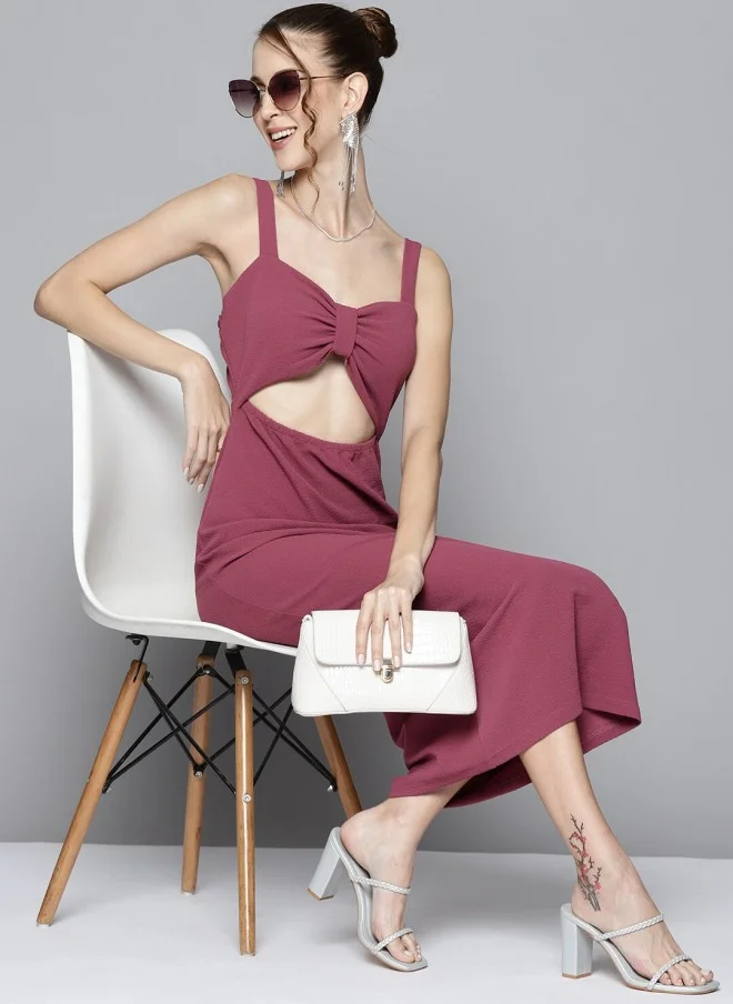 SASSAFRAS Mauve Sheath Midi Dress for Women