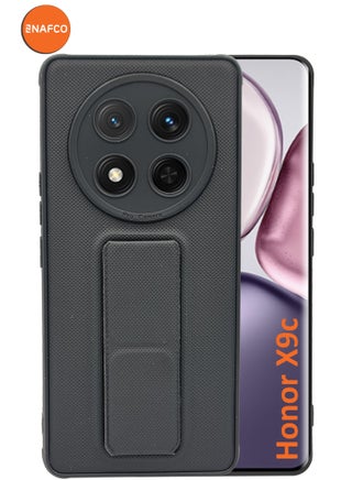 Honor X9c - Soft  Silicone Dual Tone Case With Magnetic Hand Grip Holder And Kickstand - Black - pzsku/ZD2A3A1B79831B67D2841Z/45/1742628930/e6e7ca2b-cdb7-4cac-9330-8fad9a36d36f