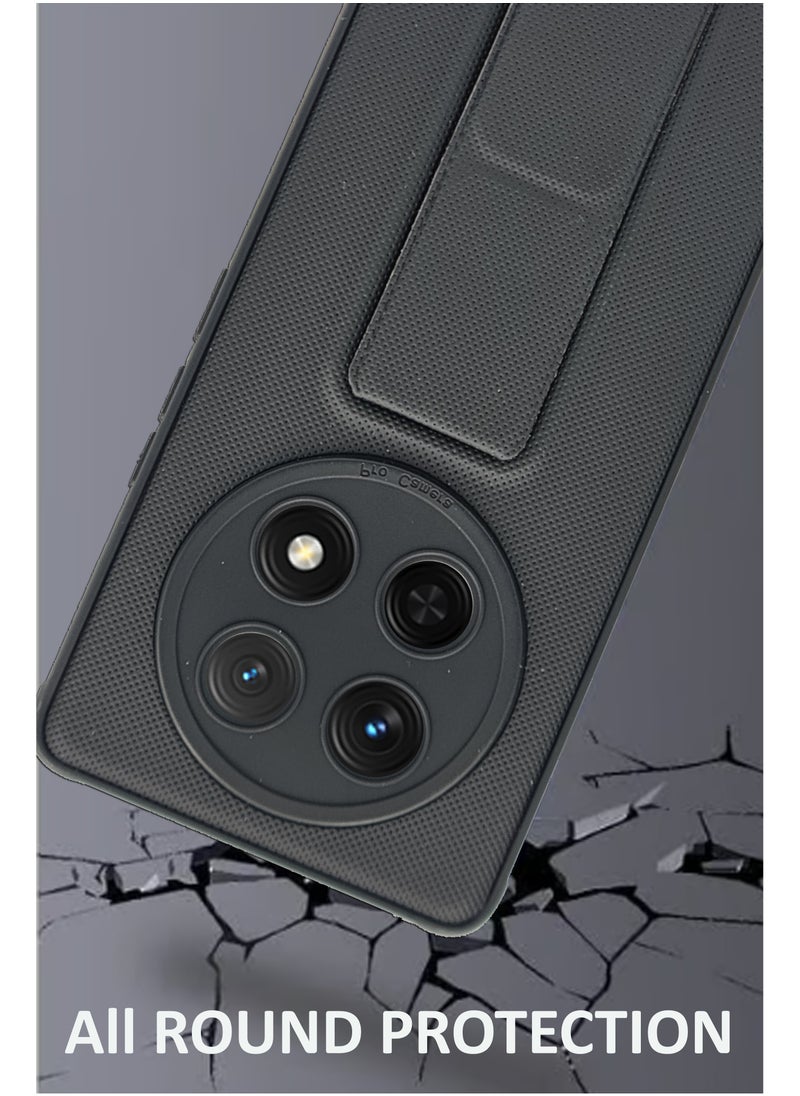 NAFCO Honor X9c - Soft  Silicone Dual Tone Case With Magnetic Hand Grip Holder And Kickstand - Black  - Image 2