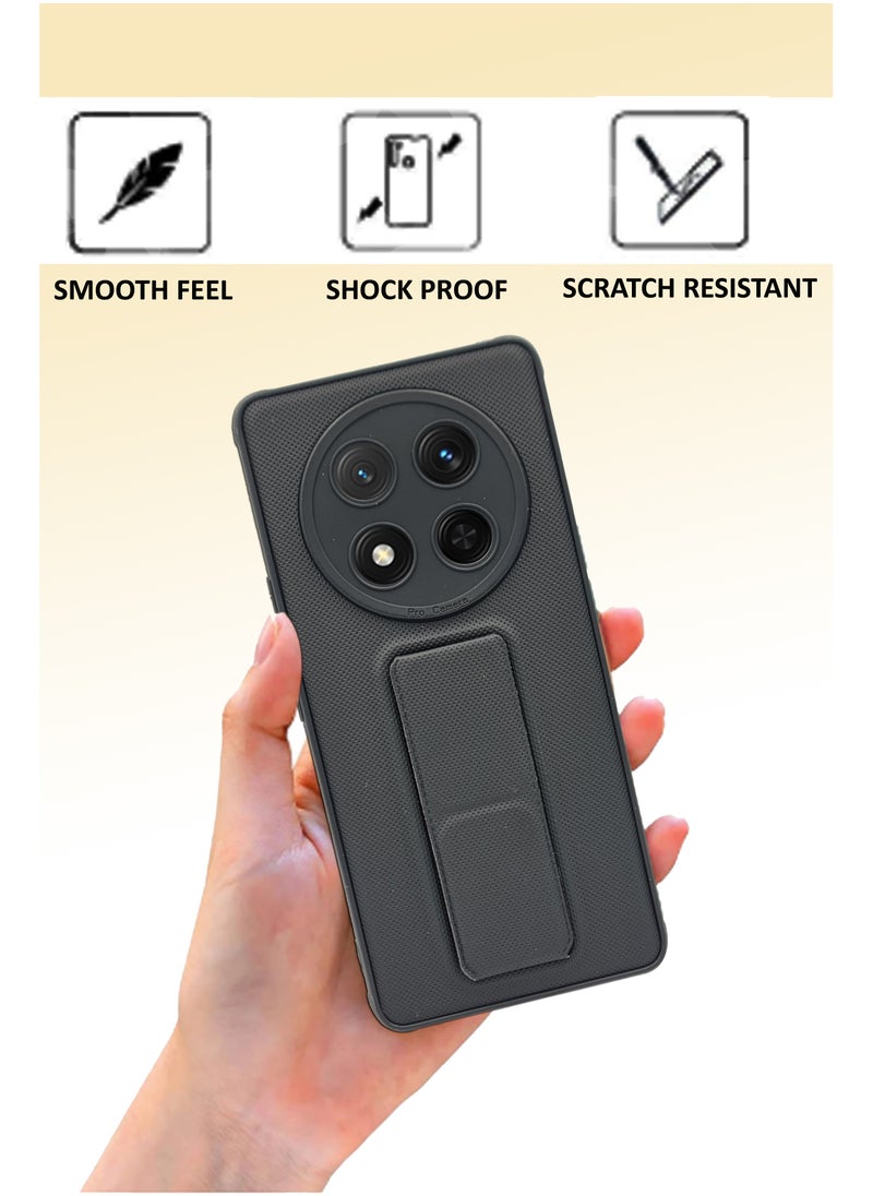 NAFCO Honor X9c - Soft  Silicone Dual Tone Case With Magnetic Hand Grip Holder And Kickstand - Black  - Image 4