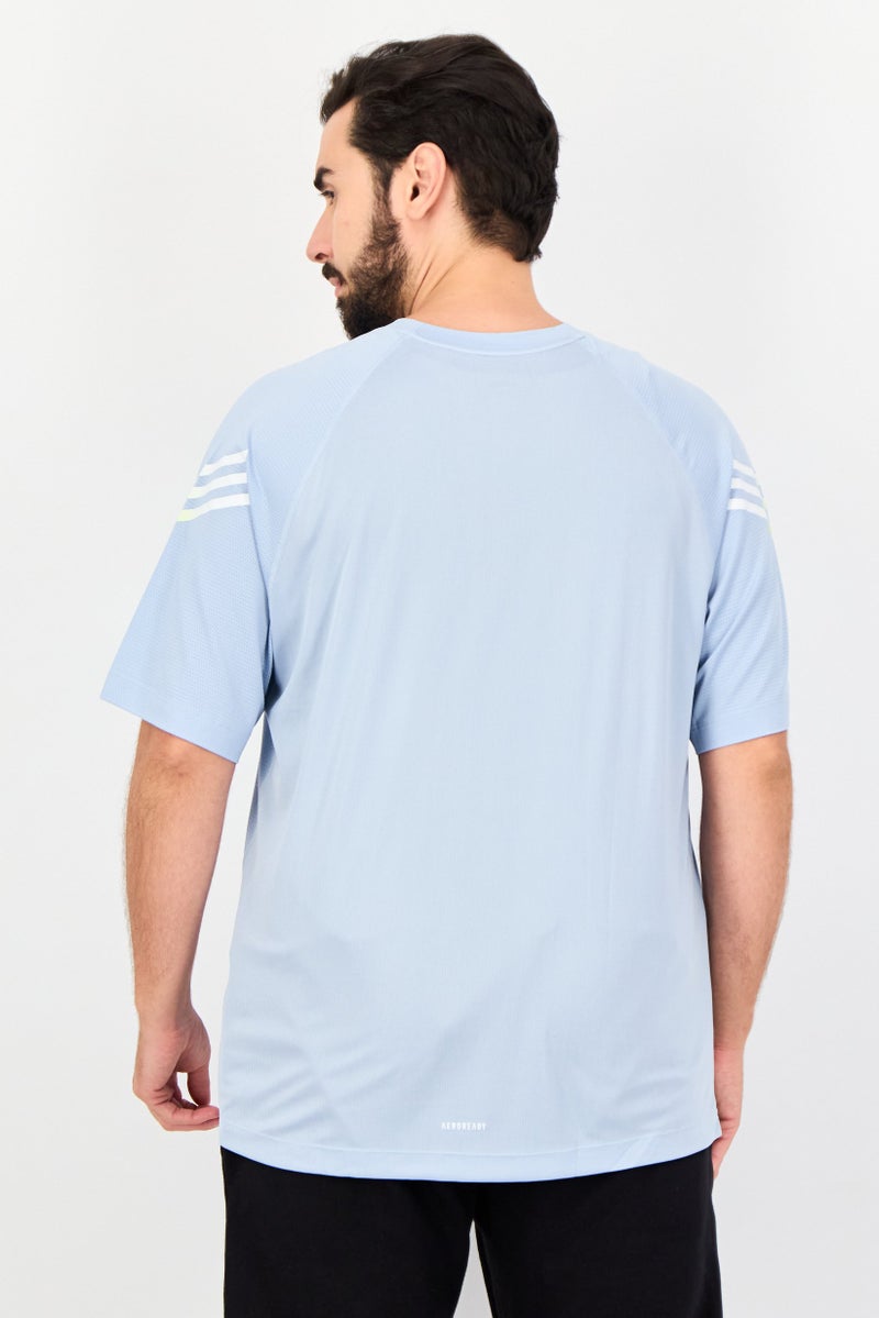 Adidas Men Sportswear Fit Short Sleeve Training T-Shirts, Light Blue - Image 3