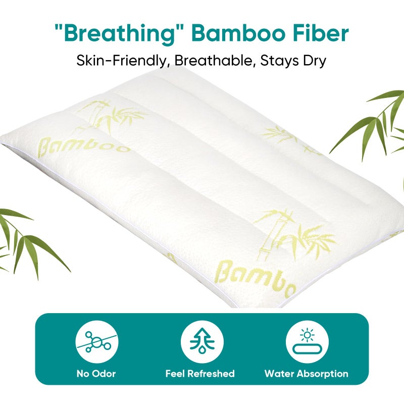 MINUPWELL Ultra Flat Small Pillow for Sleeping, 18x13 in Small Pillow for Travel 7D High Support 2.5 inch Height Ultra Thin Mini Pillows - Rayon Derived from Bamboo - Image 2