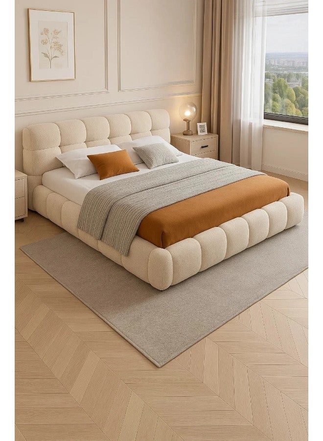 HomeJoyz HomeJoyz | Royal Curva White Boucle Special Bed - Luxe Platform - Swedish Wood