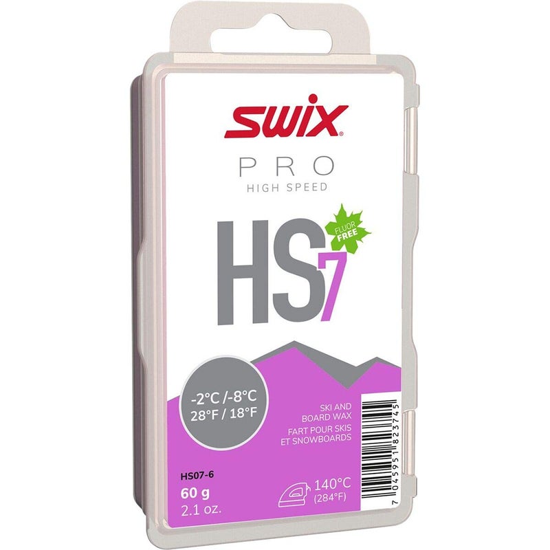 Swix HS07-18 - HIGH Speed Wax - HS7 Violet - 18 to 28 Degrees Fahrenheit - 180g Bar - Fluoro Free - Ski or Snowboard - FIS Approved - Image 1