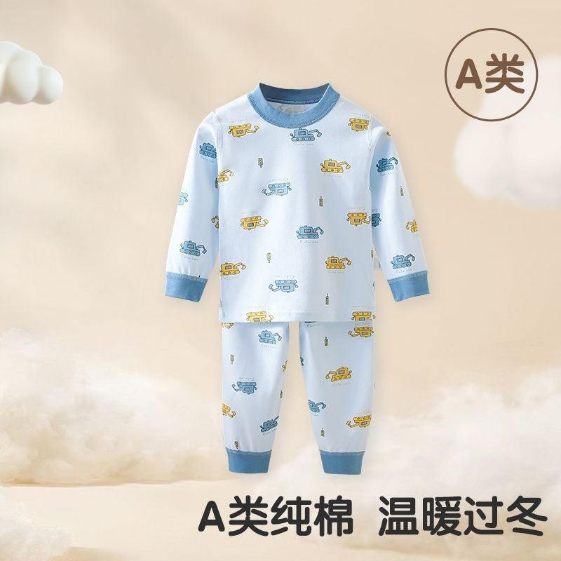 Boys' And Girls' Autumn Clothes And Pants Suit Pure Cotton Class A Children'S Thermal Base Underwear Two-Piece Children'S Clothing Home Clothes - Image 1