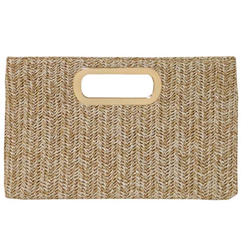 JNB Top Handle Straw Clutch (Natural) Large - Image 1