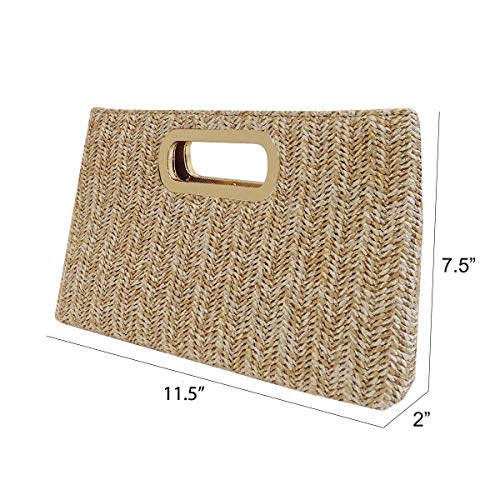 JNB Top Handle Straw Clutch (Natural) Large - Image 2