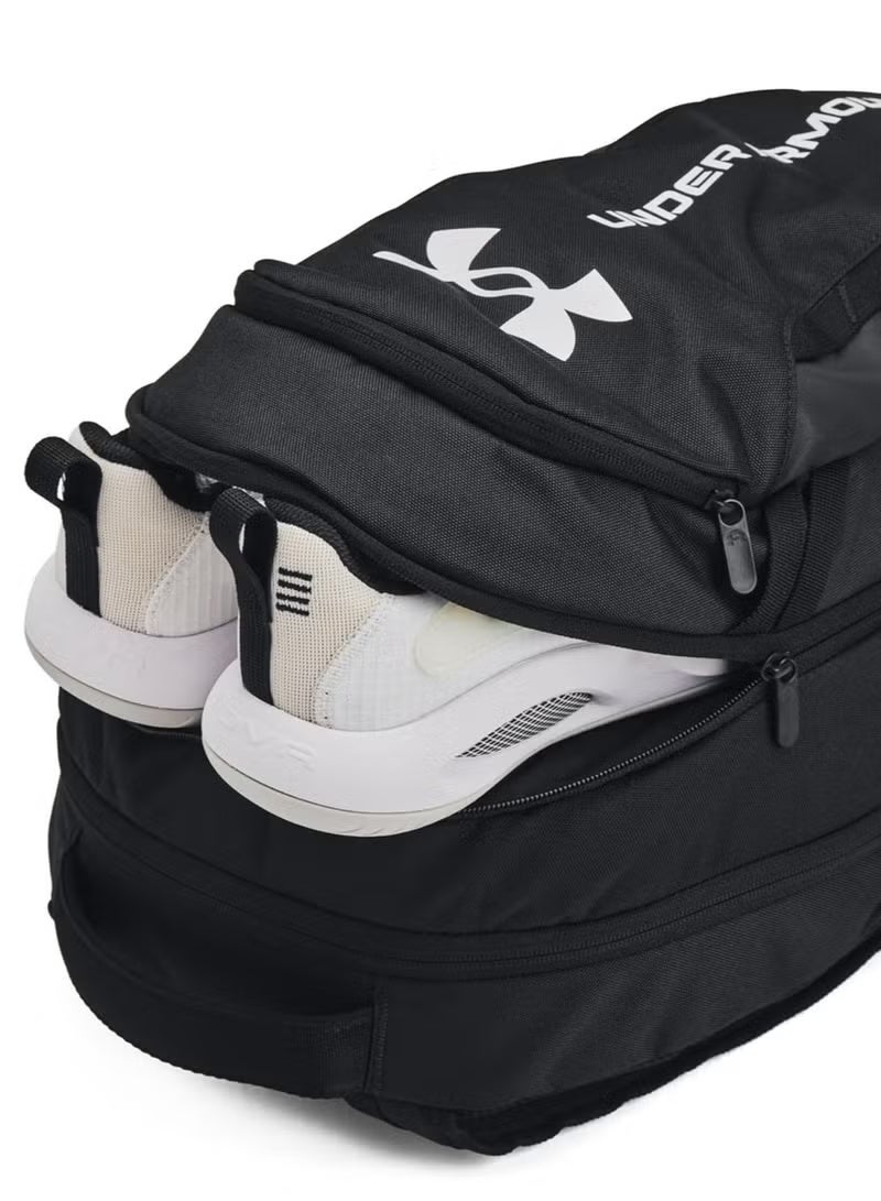 Under Armour Hustle 6.0 Unisex Backpack, (100) Black, Sports Backpack, Waterproof Bag, Short Trip Backpack, School Bag - Image 3