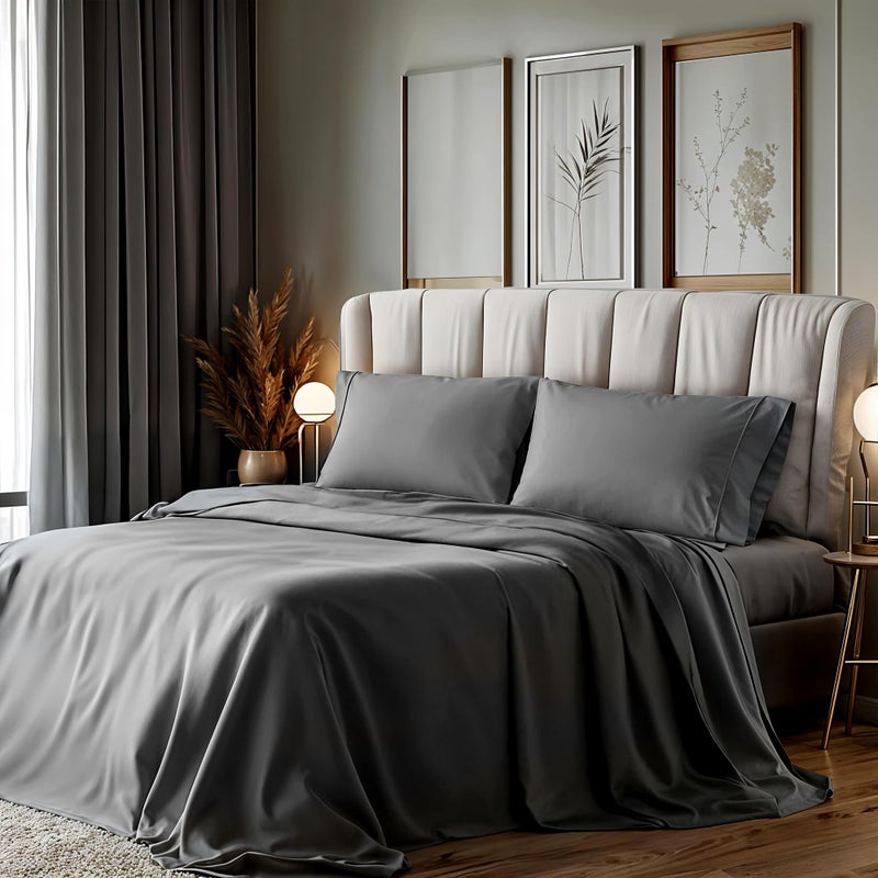 Simple Deluxe Queen Size 4 Piece Bed Sheet Set Deep Pocket  Lightweight Super Soft Easy Care Microfiber - Comfy Breathable  Cooling Bedding Sheets  Shrinkage and Fade Resistant  Hotel Luxury  Grey - Image 1