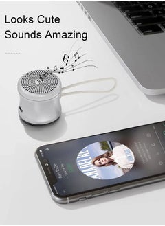 EWA A119 Mini Bluetooth Speaker with Lanyard, Small speaker with Bass Radiator, IPX7 Waterproof, Tiny but Powerful, Super Cute Metal Wireless Portable Speaker for Home, Office, Travel, Outdoor(Silver)  - Image 2