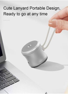EWA A119 Mini Bluetooth Speaker with Lanyard, Small speaker with Bass Radiator, IPX7 Waterproof, Tiny but Powerful, Super Cute Metal Wireless Portable Speaker for Home, Office, Travel, Outdoor(Silver)  - Image 4