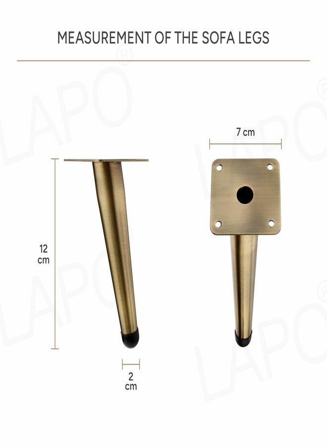 LAPO 4 Inch Sofa Legs, Elegant Rose Gold Metal Legs with Contemporary Square Shape for Sofas and Tables, Antique (Set of 4) 3 Years Warranty - Image 2