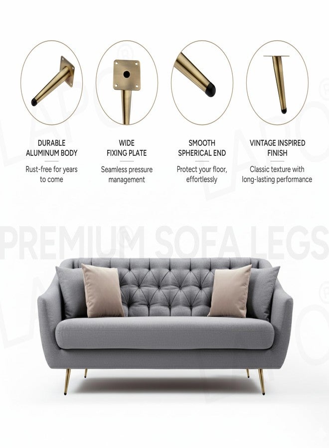LAPO 4 Inch Sofa Legs, Elegant Rose Gold Metal Legs with Contemporary Square Shape for Sofas and Tables, Antique (Set of 4) 3 Years Warranty - Image 4