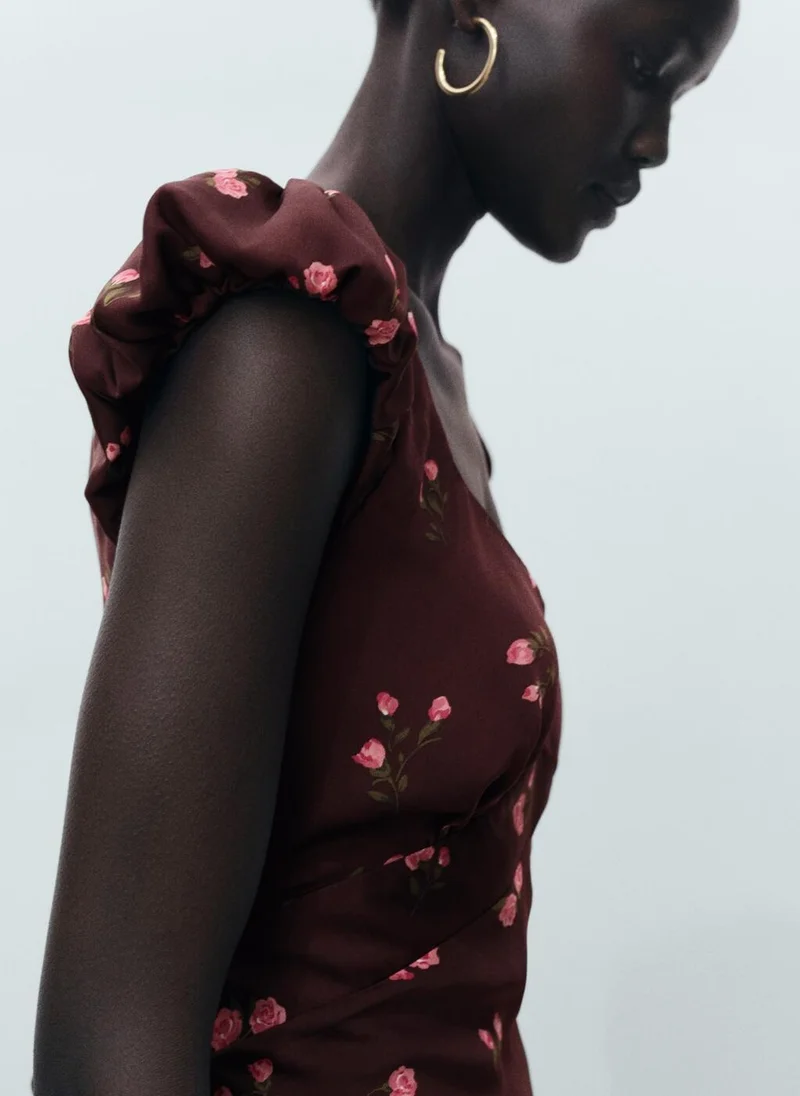 MANGO Floral Print Midi Dress