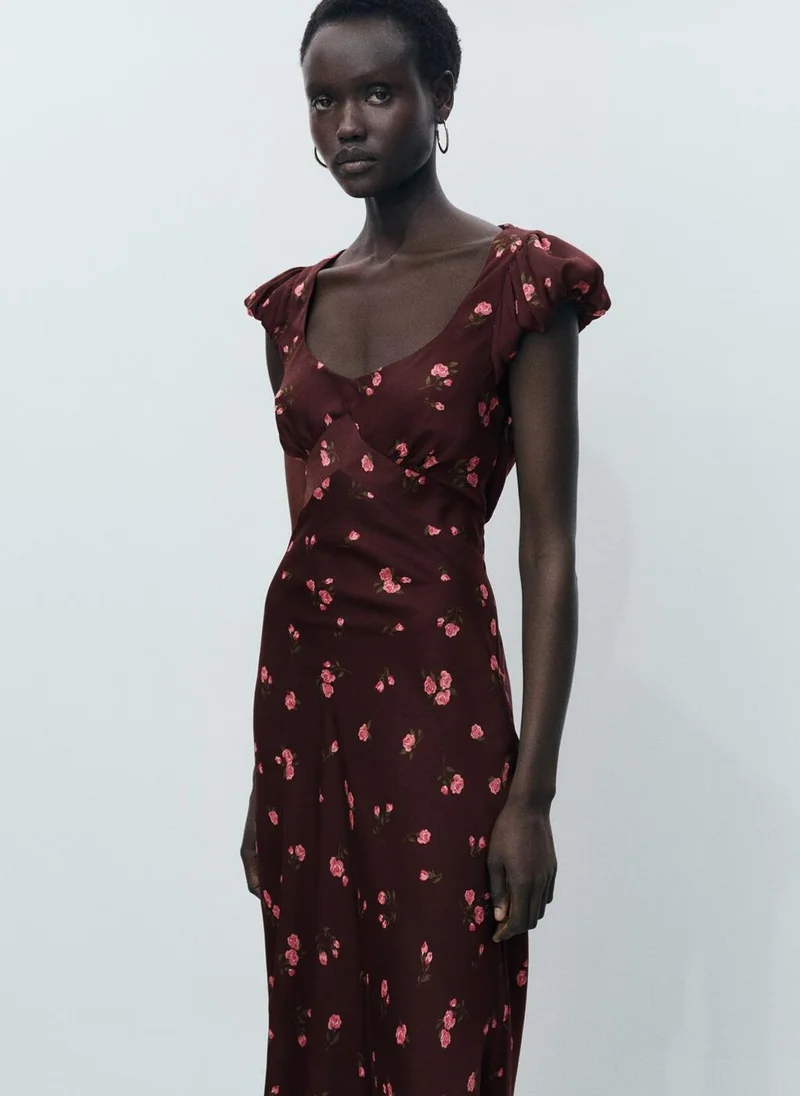 MANGO Floral Print Midi Dress