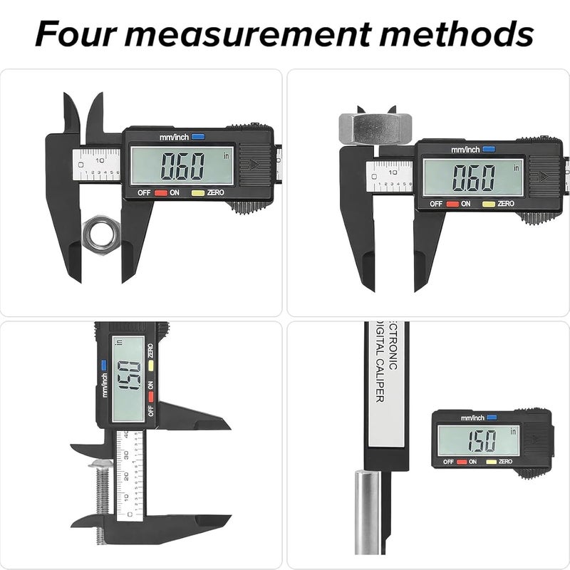 ToolHouse Electronic Digital Caliper, Dimensional Measurement Caliper, Caliper Measuring Tool with Inch/Millimeter Conversion, LCD Digital Electronic Carbon Fiber Vernier Caliper Gauge Micrometer - Image 3