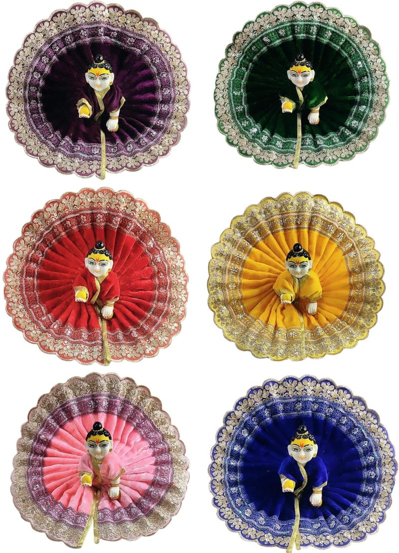 Partish Laddu Gopal Dress l Ladoo Gopal Dress l Kanha Ji Dress (Set of 6 Poshak) Size 0 1 2 3 4 5 6 (Winter Velvet, Size 4) - Image 1
