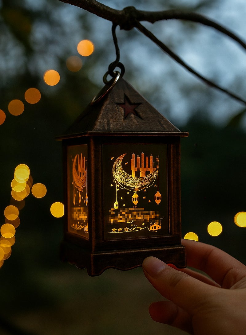 مصباح جو احتفالي صغير، لون برونزي عتيق، فانوس زخرفي خفيف الوزن وقابل للحمل (ذهبي برونزي) 5.5*5.5*10.5 سم - Image 3