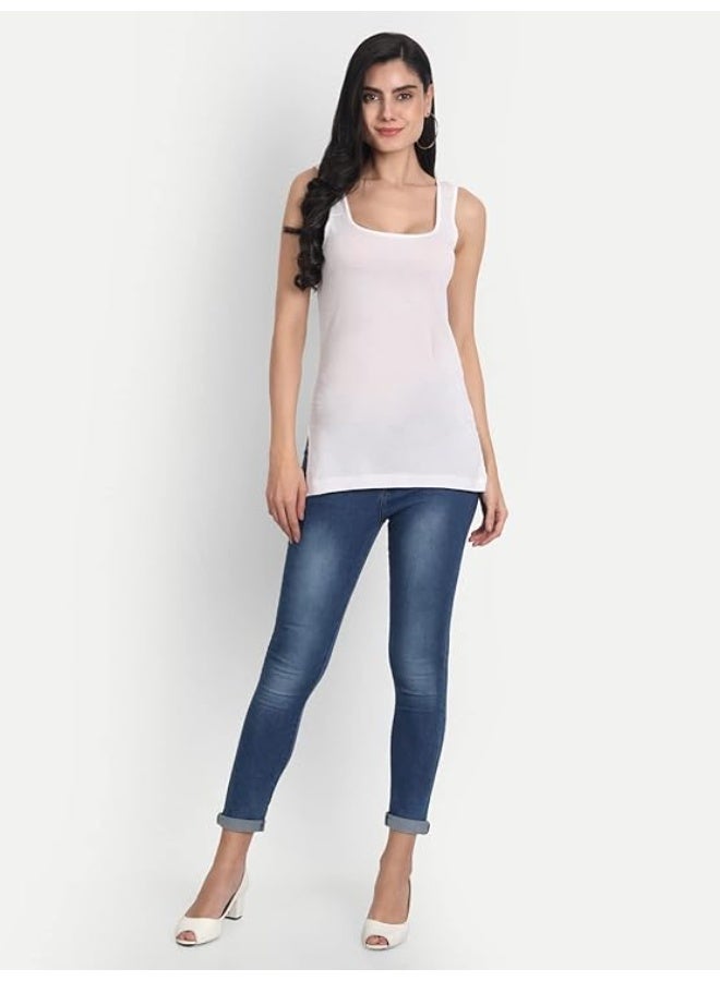 Aimly Women's Cotton Camisole Slip White Pack of 3 in White Color - Image 2