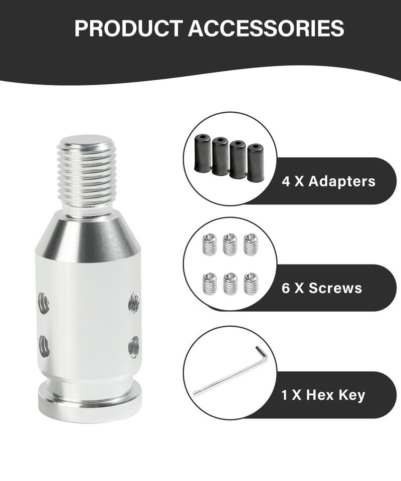 SUJADE YAKEFLY Universal Gear Shift Knob Adapter,Aluminum Alloy Automatic Shifter Adapter Car Adapter,Shifter Boot Retainer Stick Connector for Non-Threaded Manual M12x1.25 (Silver), 299PDTPJ001 - Image 3