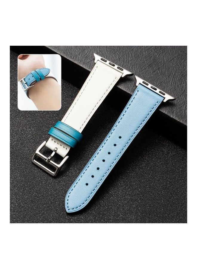 نيبمينينت سوار ساعة بديل بتصميم عرقي لسلسلة ساعات أبل 1/2/3/4/5/6/7/SE 42/44/45 مم أزرق فاتح/ أبيض - Image 1