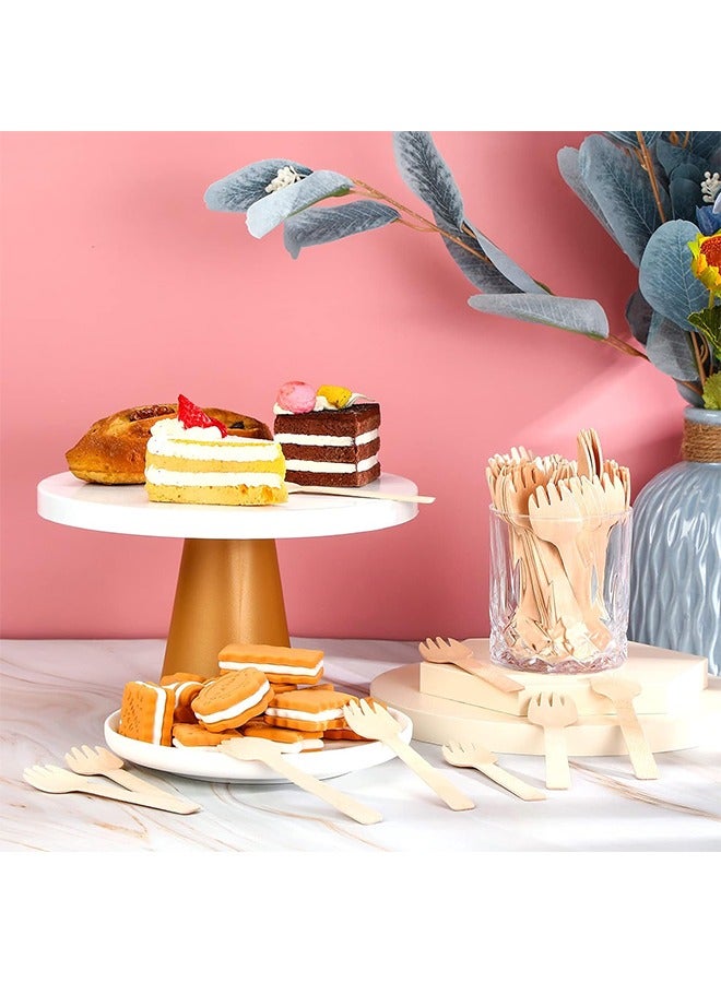 شوكات خشبية يمكن التخلص منها ، 100 قطعة ميني فورك شوكات صغيرة مقبلات السائبة شوكات قابلة للتحويل إلى سماد ، مقاومة للارتداء ، أدوات المائدة الصغيرة كعكة شوكة كرنفال حفلة عيد ميلاد نزهة اللوازم - Image 4