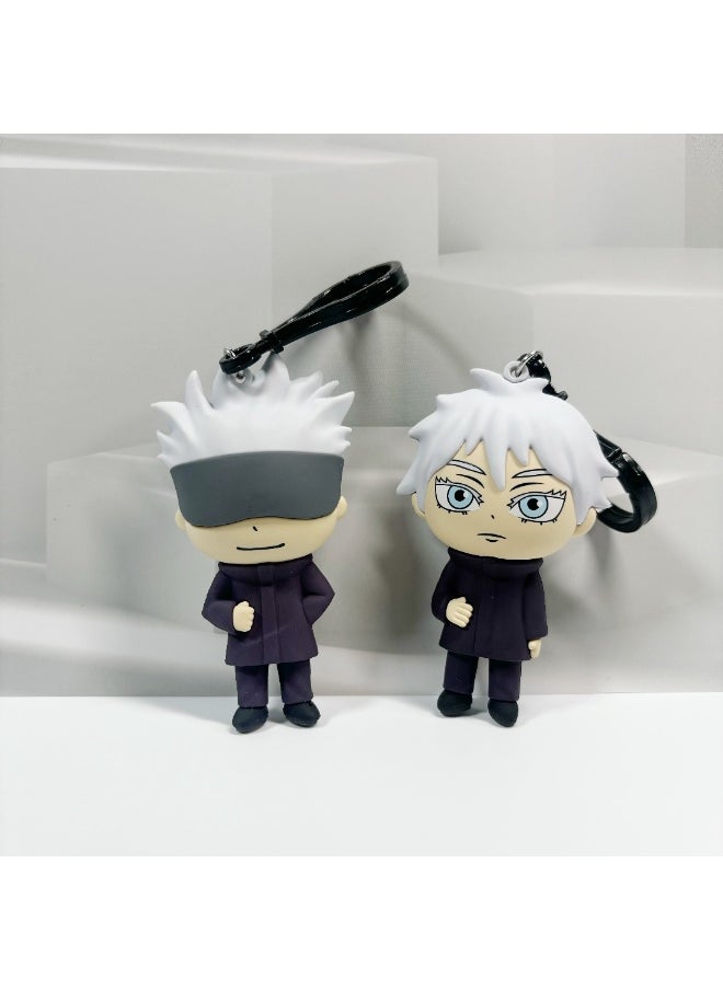 Generic 2Pcs PVC  anime pendant keychain Gojo Satoru  - Image 3