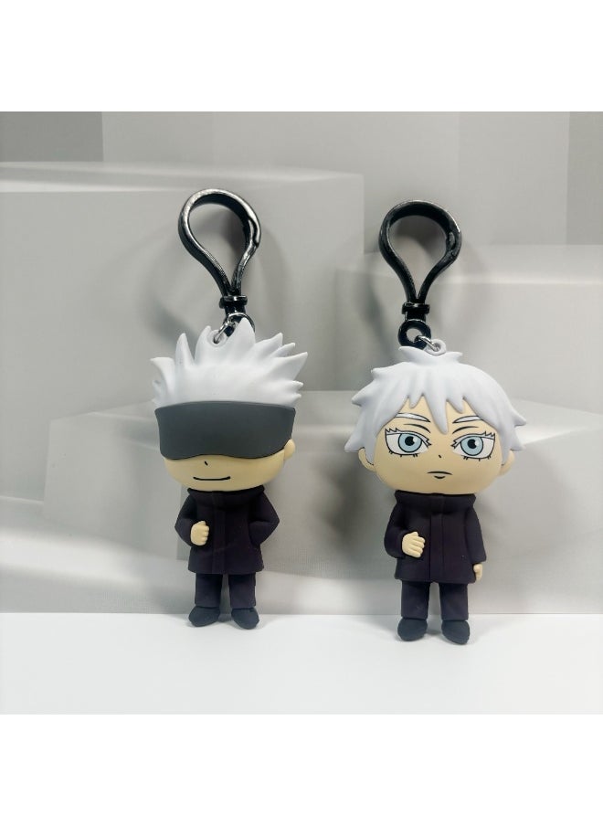 Generic 2Pcs PVC  anime pendant keychain Gojo Satoru  - Image 2