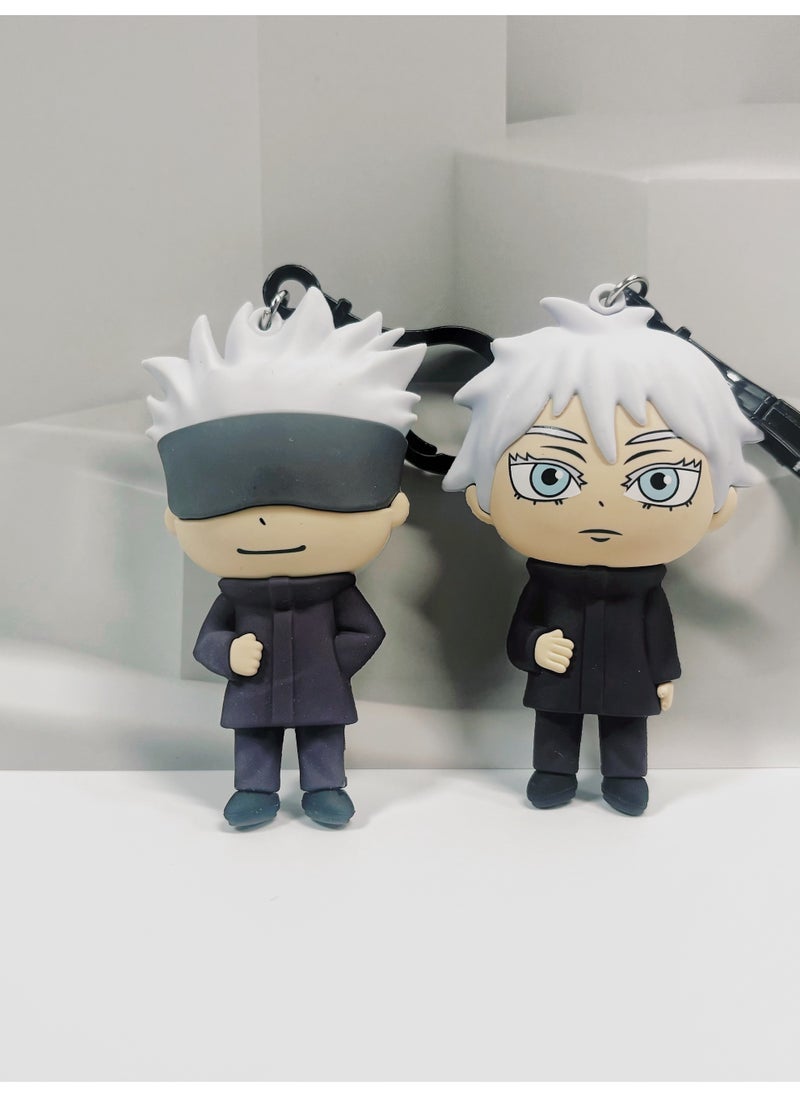 Generic 2Pcs PVC  anime pendant keychain Gojo Satoru  - Image 1