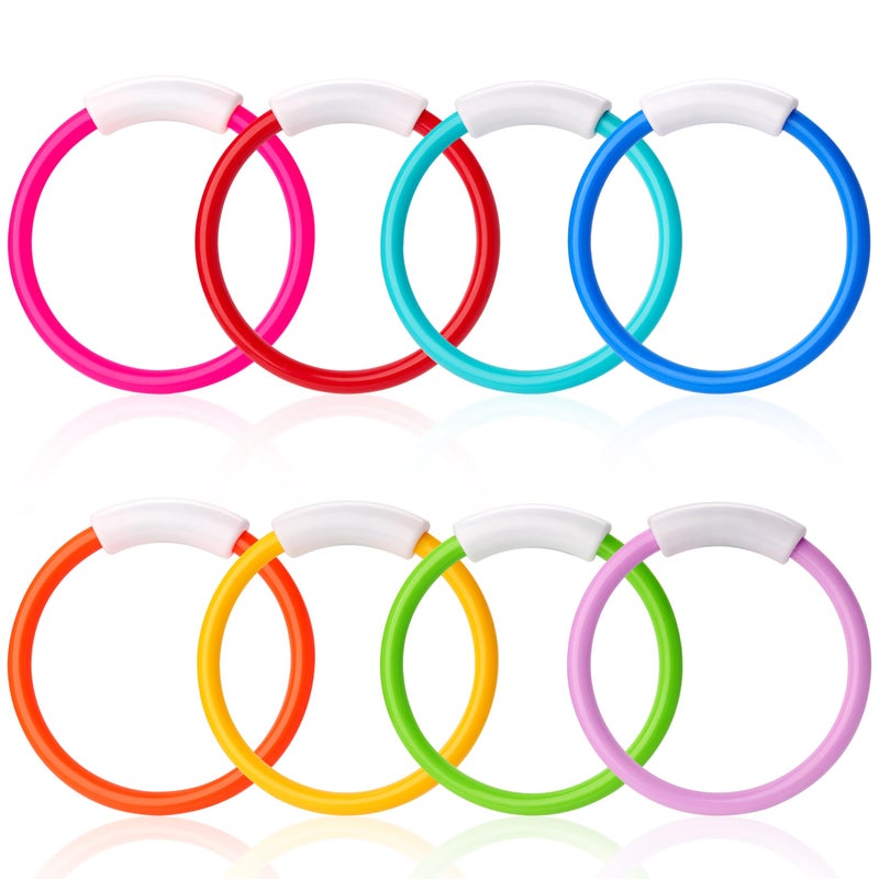JOYIN Dive Rings Pool Toys, 8 Pcs Colorful Pool Rings for Kids, Underwater Training Swimming Diving Toy for Kids Gifts Summer Swim Water Fun Games - Image 1